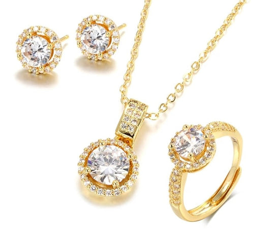 18K Gold Zircon Jewelry Sets