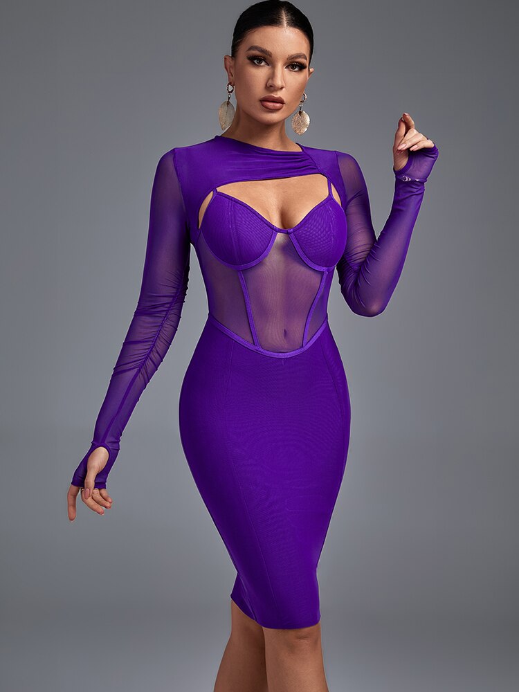 Seriyah - Ruched Purple Dress - Coco-Lux Couture
